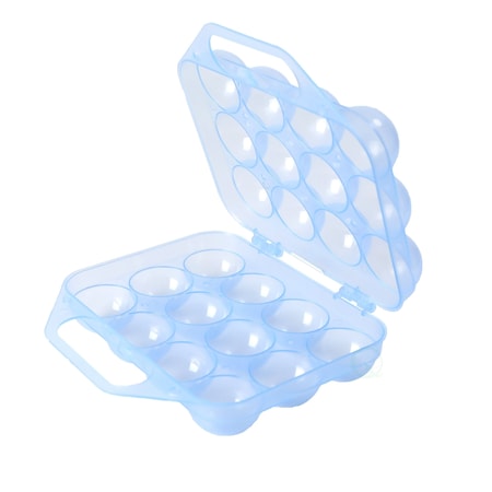Basicwise Clear Plastic Egg Carton, 12 Egg Holder Carrying Case with Handle, Blue QI003329B